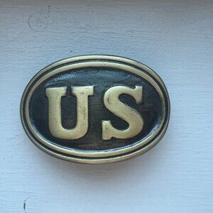 Solid Brass "US" Civil War Style Belt Buckle